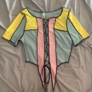 NEW pastel patch tie crop top